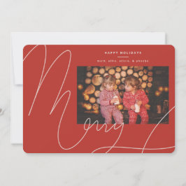 Groot vet leuk rood Sinaasappel script vrolijke va Feestdagenkaart