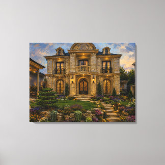 Groot Victoriaans herenhuis olieverfschilderij op Canvas Afdruk