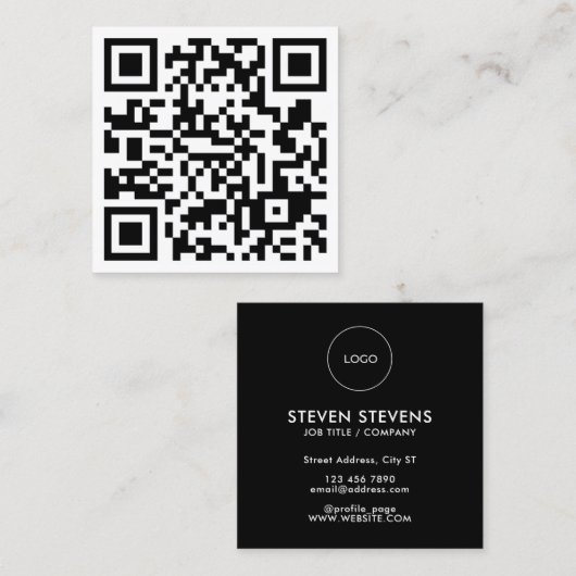 Groot Visitekaartje QR-code Square (Voorkant / Achterkant)