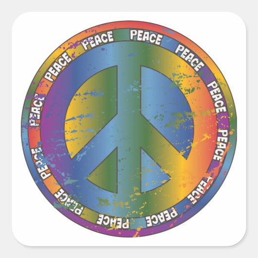 Groot Vredessymbool Vierkante Sticker (Voorkant)