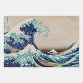 GROOT WAVE JAPANESE WOODBLOCK GIFT WRAP Sheet Set Inpakpapier Vel (Voorkant)