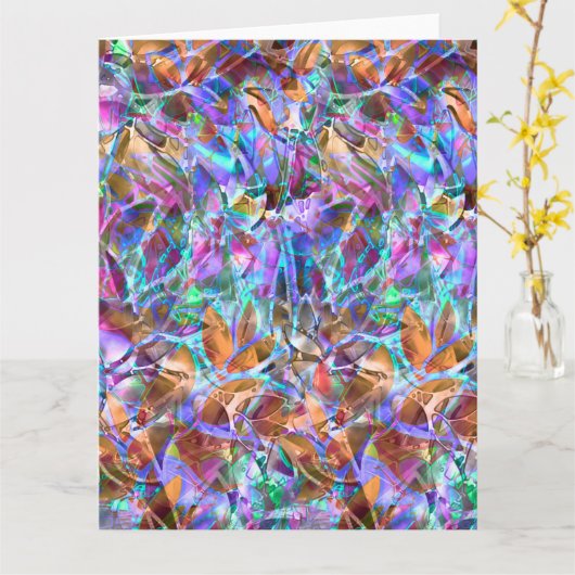 Groot Wenskaart Abstracte Glas in lood Kaart (Gele Bloem)