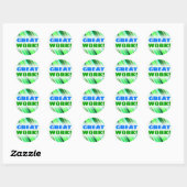 "GROOT WERK!" + Diverse schaduwen van Groene Strip Ronde Sticker (Vel)