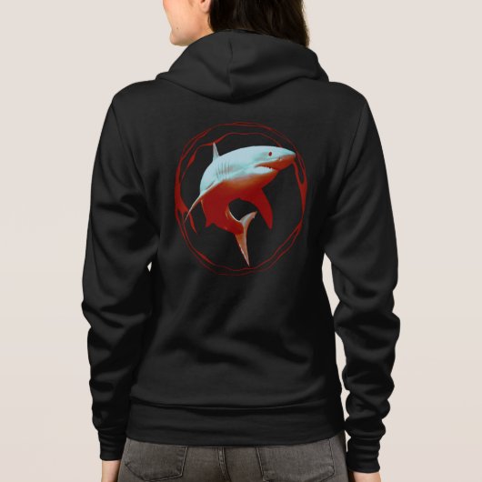 Groot wit haai grafisch ontwerp hoodie (Achterkant)