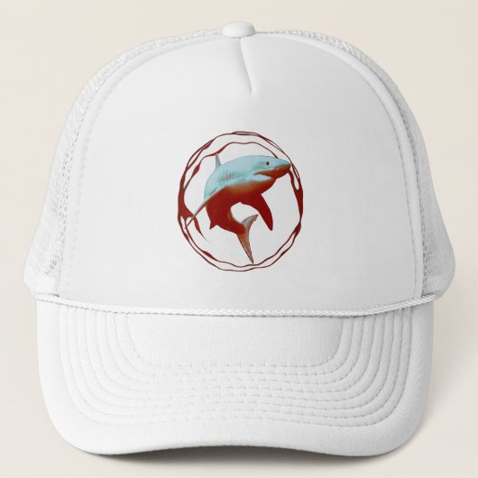 Groot wit haai grafisch ontwerp trucker pet (Voorkant)