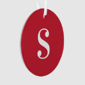 Groot wit monogram op rood ornament (voorkant)