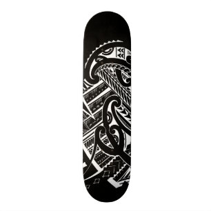 groot wit op zwarte tribaal samoaan tattoo design skateboard