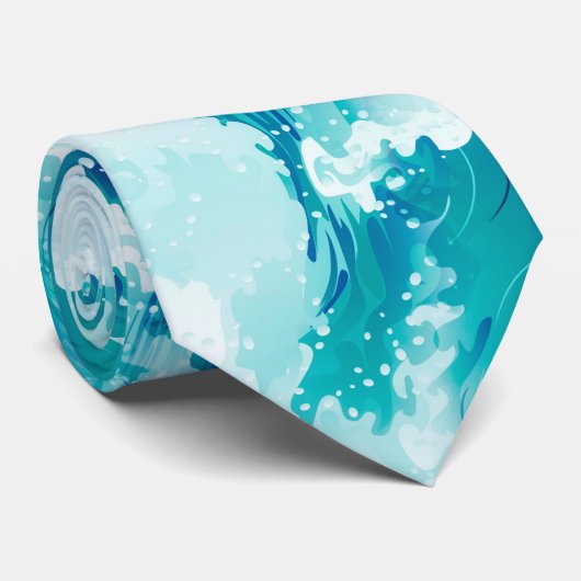 Groot zee- of oceaangolfontwerp stropdas (Opgerold)