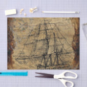 Groot zeilschip op prachtige achtergrond tissuepapier (Craft)