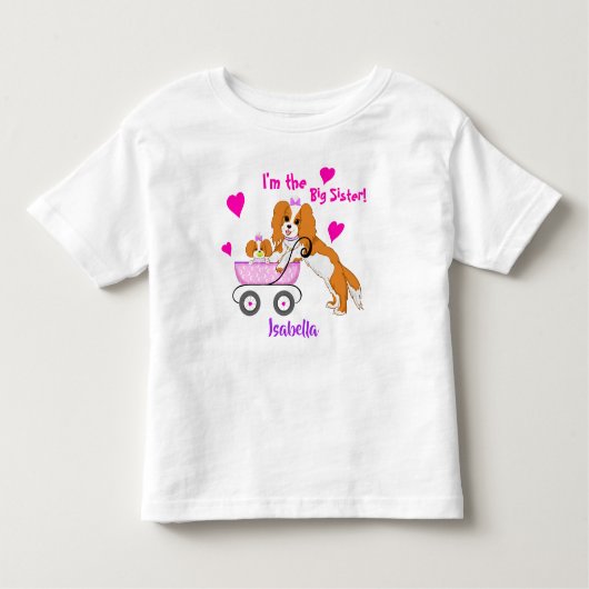 Groot zus Cavalier King Charles Spaniel Naam Kinder Shirts (Voorkant)