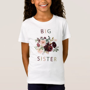Groot Zusje Bourgondië Bloemen Waterverf Shirt 2
