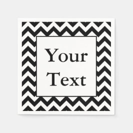 Groot zwart Chevron-ontwerp met aangepaste tekst Servet