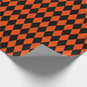 Groot zwart en helder Oranje Harlequin Cadeaupapier (Hoek)