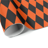 Groot zwart en helder Oranje Harlequin Cadeaupapier (Rol Hoek)