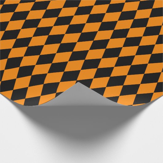 Groot zwart en Oranje Harlequin Wrapping Paper Cadeaupapier (Hoek)