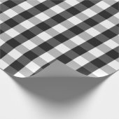 Groot zwart en wit gingham-pakpapier cadeaupapier (Hoek)