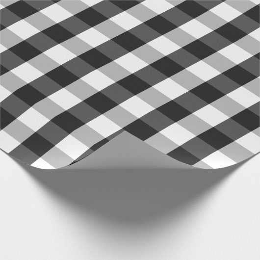 Groot zwart en wit gingham-pakpapier cadeaupapier (Hoek)