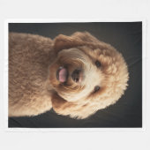 Groot, zwart, fleece deken met Goldendoodle (Voorkant (Horizontaal))