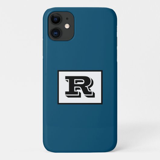 Groot zwart monogram met brede omtrek, oceaanblauw Case-Mate iPhone case (Achterkant)