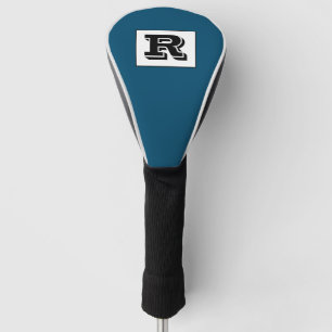 Groot zwart monogram met brede omtrek, oceaanblauw golfheadcover