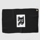 Groot zwart monogram met brede omtrek, zwart Golfm Golfhanddoek (Horizontaal)