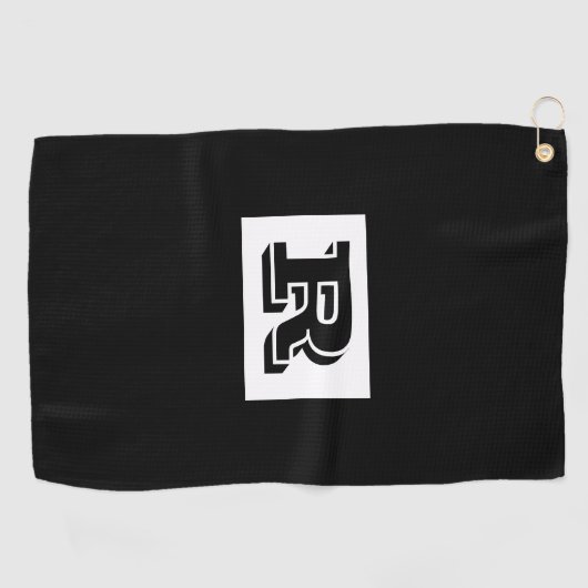 Groot zwart monogram met brede omtrek, zwart Golfm Golfhanddoek (Horizontaal)