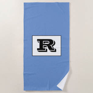 Groot zwart monogram, zwart, blauw strandlaken