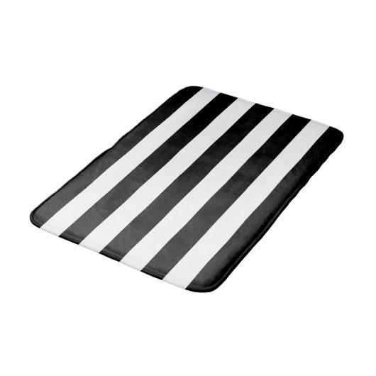 Groot zwart of wit, horizontaal Stripespatroon Badmat (Gekanteld)