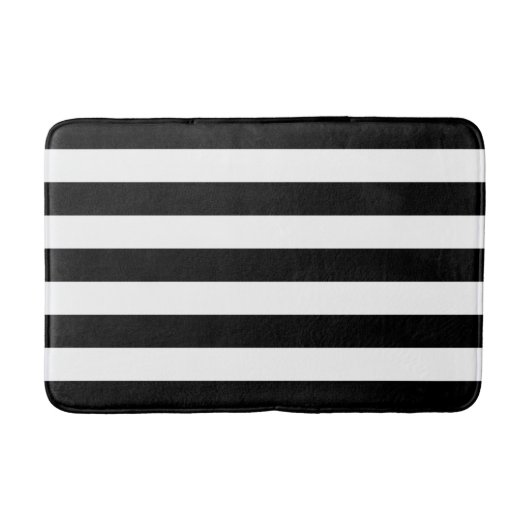 Groot zwart of wit, horizontaal Stripespatroon Badmat (Voorkant)