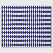 Groot zwart, Royal Blue en White Harlequin Cadeaupapier (Vlak)