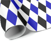 Groot zwart, Royal Blue en White Harlequin Cadeaupapier (Rol Hoek)