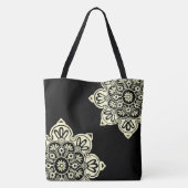 Groot Zwart tas met crème medaillons (Achterkant)