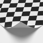 Groot zwart-wit Diamond Harlequin Pattern Cadeaupapier (Hoek)