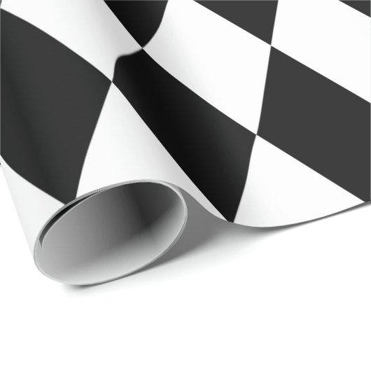 Groot zwart-wit Diamond Harlequin Pattern Cadeaupapier (Rol Hoek)