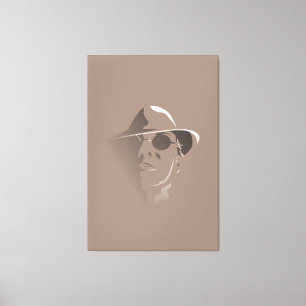 Groot zwart-wit Retro Face Monochrome tekening Canvas Afdruk