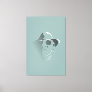 Groot zwart-wit Retro Face Monochrome tekening Canvas Afdruk