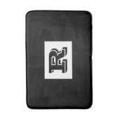 Groot zwart zwart monogram met brede omtrek, zwart badmat (Voorkant Verticaal)