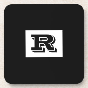 Groot zwart zwart monogram met brede omtrek, zwart bier onderzetter