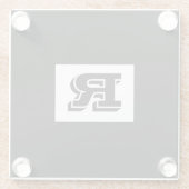 Groot zwart zwart monogram met brede omtrek, zwart glazen onderzetter (Achterkant)