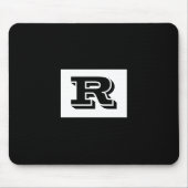 Groot zwart zwart monogram met brede omtrek, zwart muismat (Voorkant)