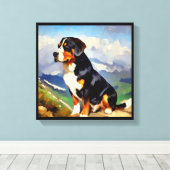 Groot Zwitsers Berghond Canvas Afdruk (Insitu (Houten vloer))