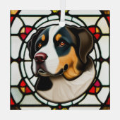 Groot Zwitsers Berghond "Glas in lood" Glas Ornament (Achterkant)