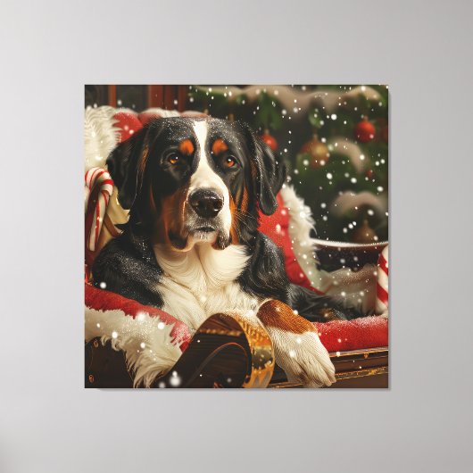 Groot Zwitsers Berghond Kerstfeest Canvas Afdruk (Voorkant)