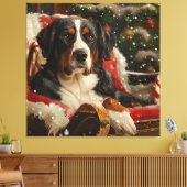 Groot Zwitsers Berghond Kerstfeest Canvas Afdruk (Insitu (Woonkamer))