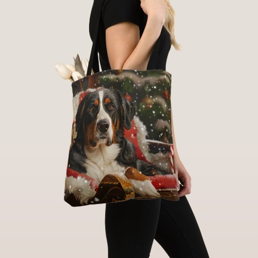Groot Zwitsers Berghond Kerstfeest Draagtas (Dichtbij)
