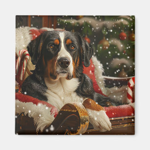 Groot Zwitsers Berghond Kerstfeest Magneet