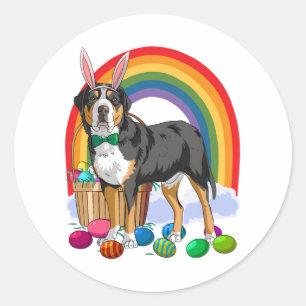 Groot Zwitsers Berghond Paaseieren Konijn Ronde Sticker