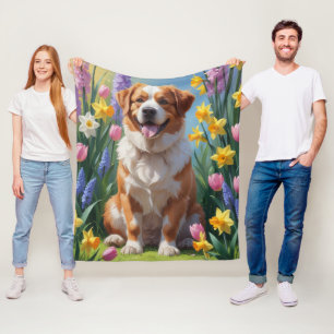 Groot Zwitsers Berghond Schilderij Lente Bloemen Fleece Deken