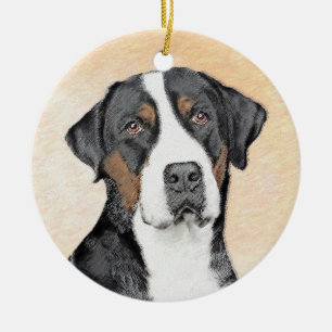 Groot Zwitsers Berghond Schilderij - Originele Kun Keramisch Ornament