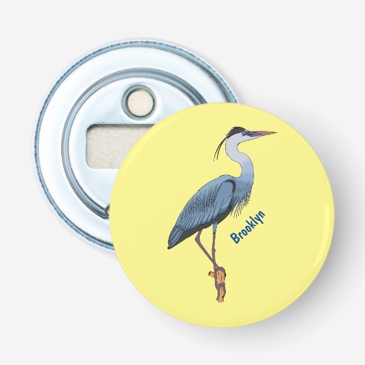 Grootblauwe cartoon afbeelding button flesopener (Voorkant)